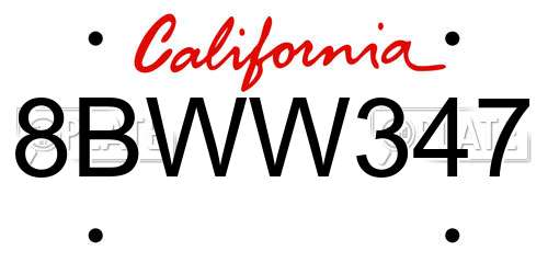 8BWW347 California License Plate