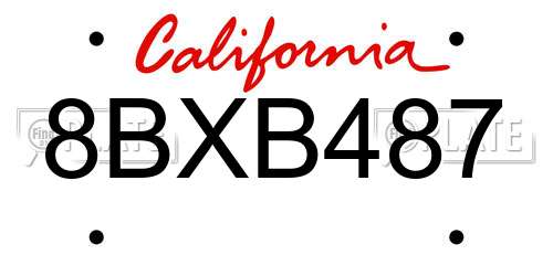 8BXB487 California License Plate