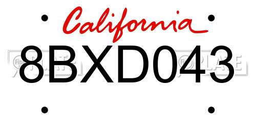 8BXD043 California License Plate