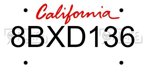 8BXD136 California License Plate