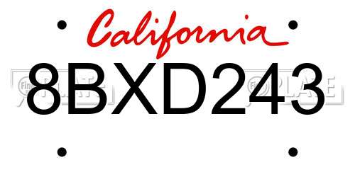 8BXD243 California License Plate