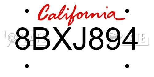 8BXJ894 California License Plate