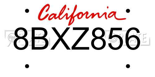8BXZ856 California License Plate