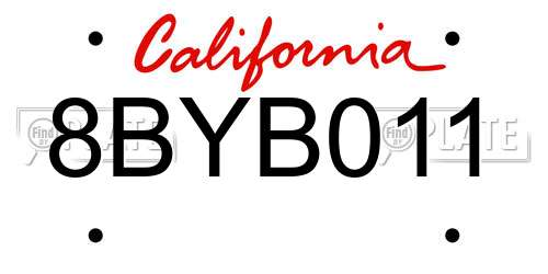 8BYB011 California License Plate