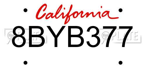 8BYB377 California License Plate