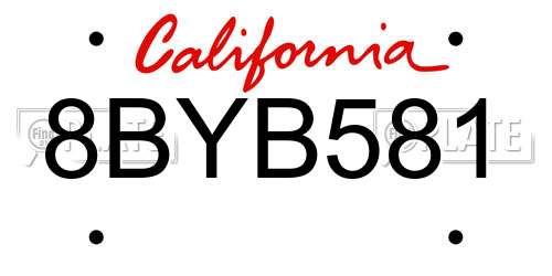 8BYB581 California License Plate