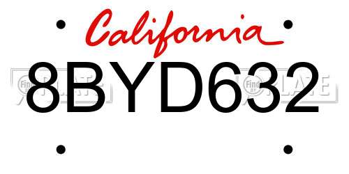 8BYD632 California License Plate