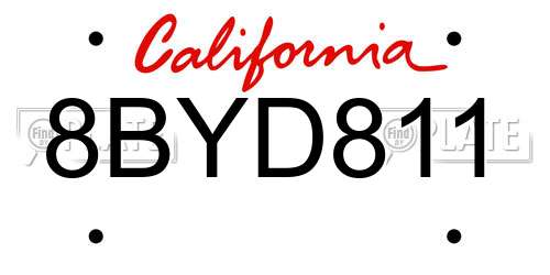 8BYD811 California License Plate
