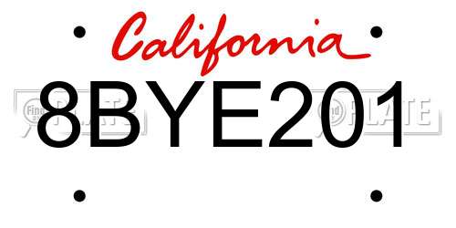 8BYE201 California License Plate