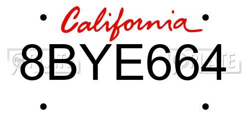 8BYE664 California License Plate