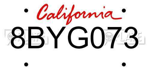 8BYG073 California License Plate