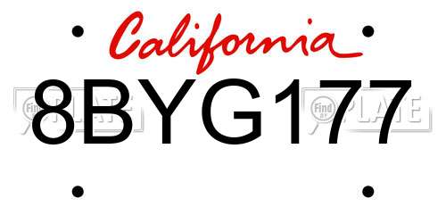 8BYG177 California License Plate