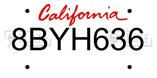 8BYH636 California License Plate