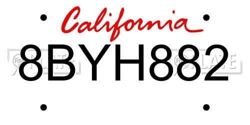 8BYH882 California License Plate