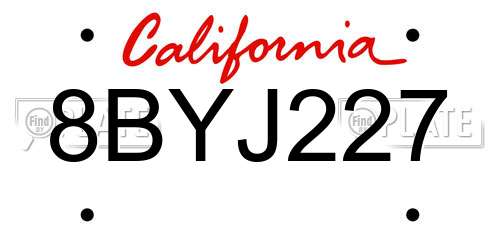 8BYJ227 California License Plate