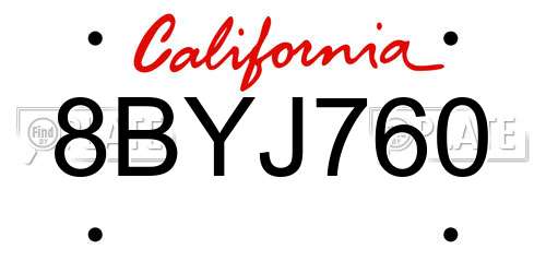 8BYJ760 California License Plate