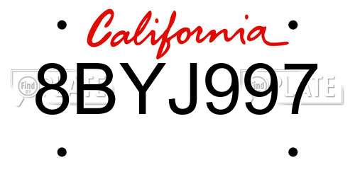 8BYJ997 California License Plate