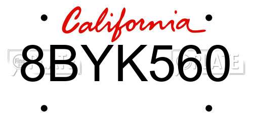 8BYK560 California License Plate