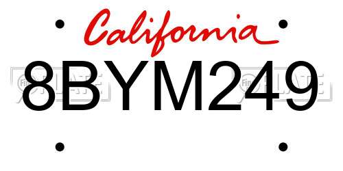 8BYM249 California License Plate
