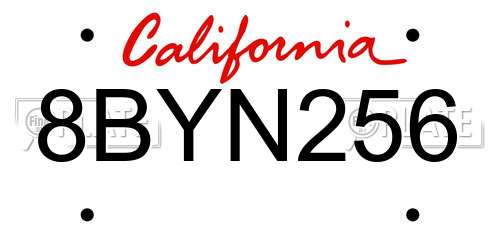8BYN256 California License Plate