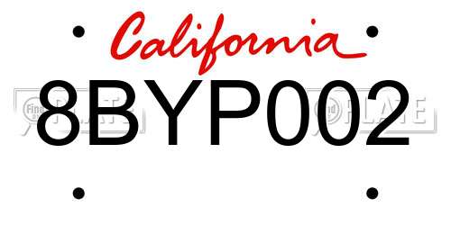 8BYP002 California License Plate