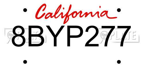 8BYP277 California License Plate