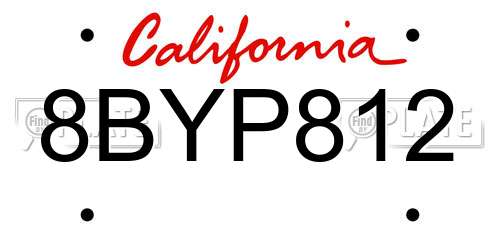 8BYP812 California License Plate