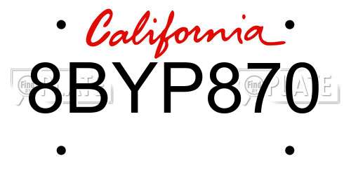 8BYP870 California License Plate