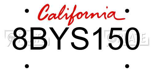 8BYS150 California License Plate