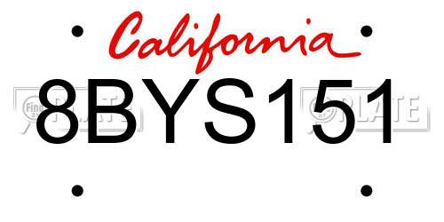 8BYS151 California License Plate