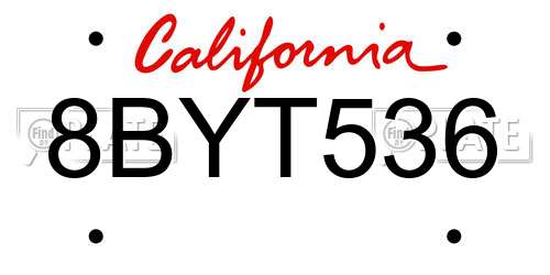8BYT536 California License Plate