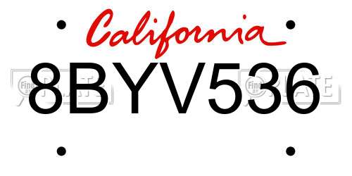 8BYV536 California License Plate