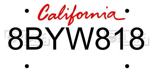 8BYW818 California License Plate