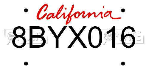 8BYX016 California License Plate