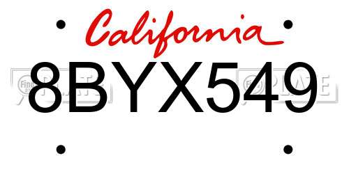 8BYX549 California License Plate