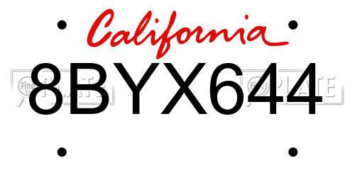 8BYX644 California License Plate