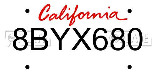 8BYX680 California License Plate