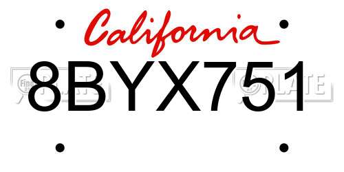 8BYX751 California License Plate