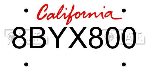 8BYX800 California License Plate
