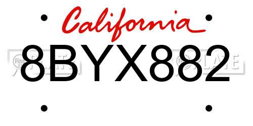 8BYX882 California License Plate