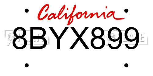 8BYX899 California License Plate