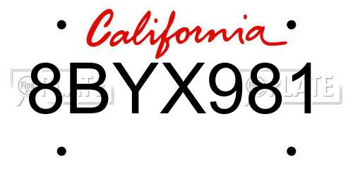 8BYX981 California License Plate