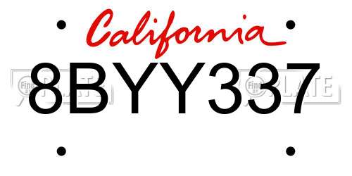 8BYY337 California License Plate