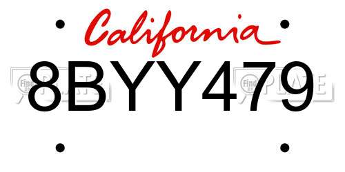 8BYY479 California License Plate