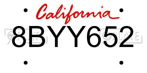 8BYY652 California License Plate