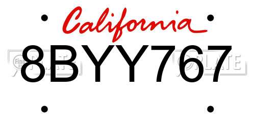 8BYY767 California License Plate
