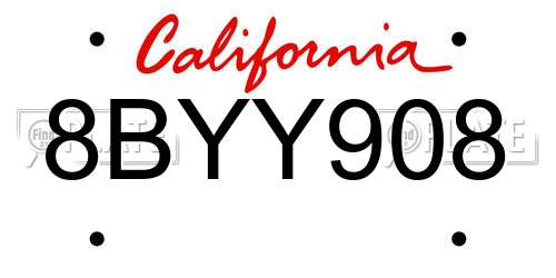 8BYY908 California License Plate