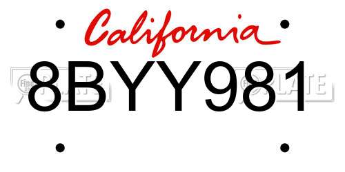 8BYY981 California License Plate