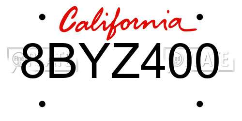 8BYZ400 California License Plate