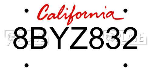 8BYZ832 California License Plate